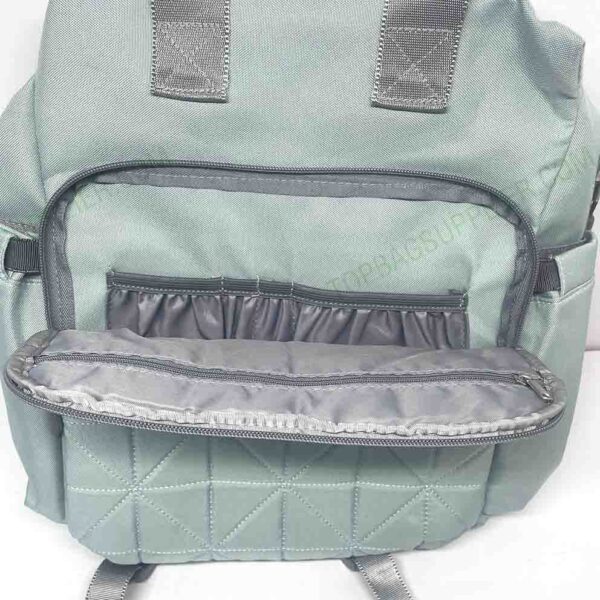 Diaper backpack Quilted Embroidery Light Green - Image 4